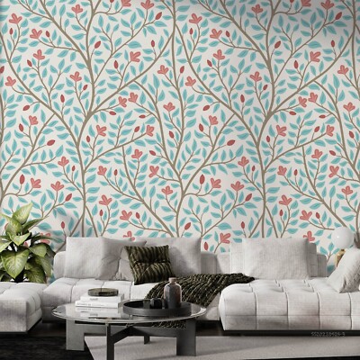 3D Leaves Flora Pattern Self-adhesive Removable Wallpaper Murals