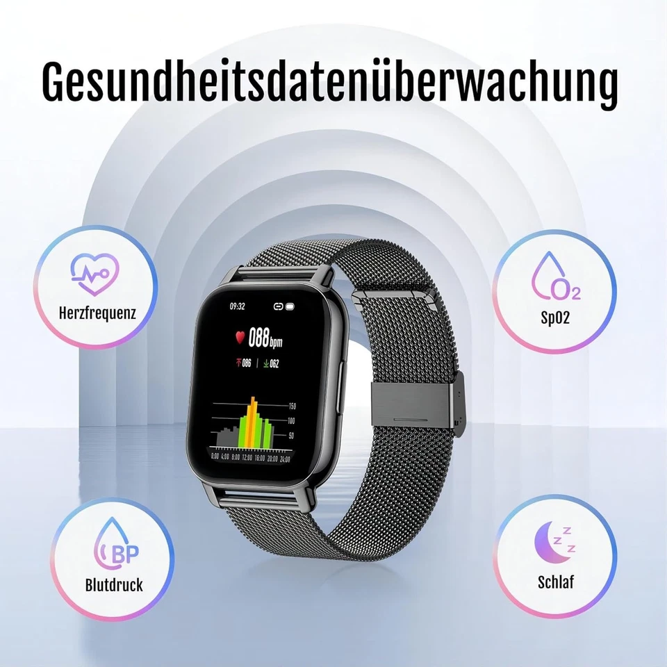Smartwatch Herren mit Telefonfunktion Armbanduhr Sportuhr Gym Für Android IOS - Bild 3 von 4