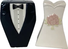 Russ BRIDE AND GROOM Nesting Salt and Pepper Shakers Set Just The Two Of Us 2019