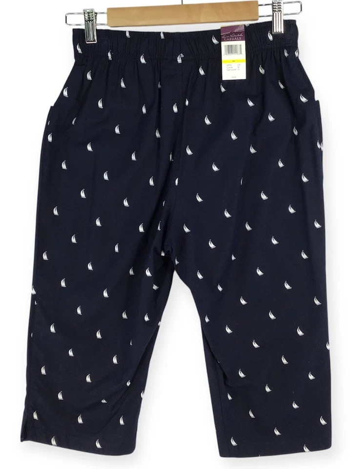 Calça Gloria Vanderbilt Casuals Feminina PM Marjorie Capri Azul Marinho Náutico - Imagem 2 de 4