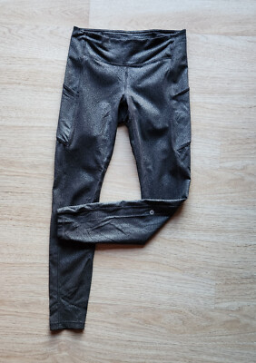 Lululemon Speed Up Tight Side-Pocket Luminosity Foil Print Black Silver Women 6