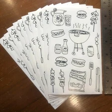 10 Mrs Grossmans BBQ Pen Ink Stickers Burger Kebobs Lemonade Grill Chips Smores