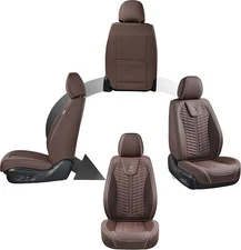 FLORICH FRONT Leather Seat Covers, for Most Cars, Trucks, SUV's, Chocolate Brown