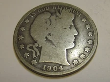 1904-O 90% Silver Barber Half Dollar Good BETTER DATE ^^^^^^