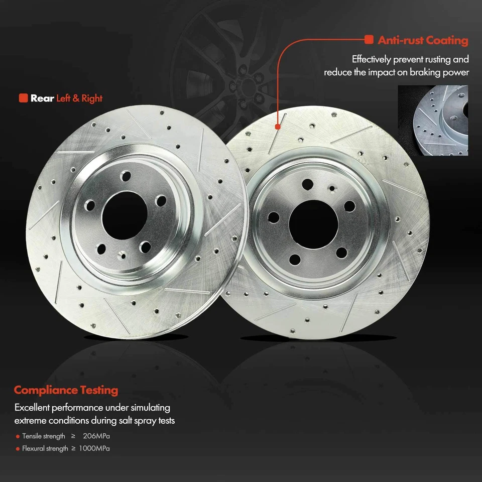 6 piezas rotores traseros perforados y pastillas de freno de cerámica para Audi S4 2010-2016 S5 2013-2017 Foto 3 de 4