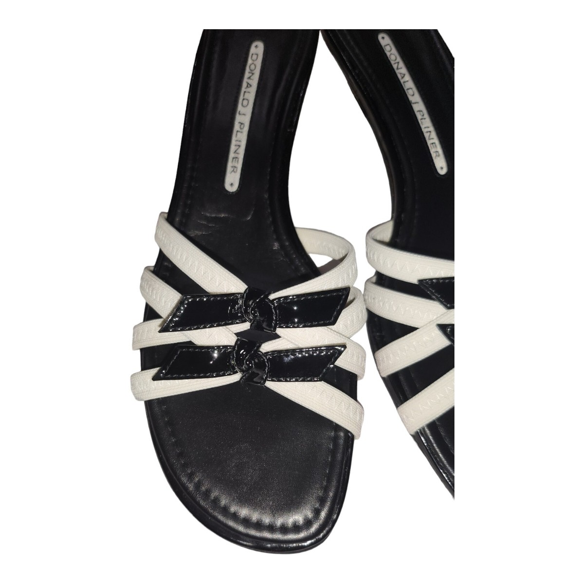 Donald Pliner Black and White Slide Sandals CLODIE at Donald Pliner main image 2