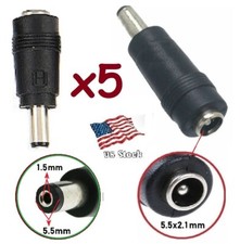 x5 DC Power 5.5x2.1mm Female Jack to 5.5x1.5mm Male Plug Adapter Converters H 