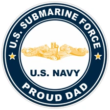 US Submarine Force Proud Dad Gold Dolphins Bumper Sticker Military Decal 5"
