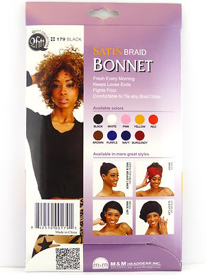 QFITT SATIN BRAID BONNET BLACK (00179)