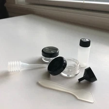 6 PC Mini Travel Kit Cosmetic Jars Containers Bottle Pipet Spatula Funnel VB6B