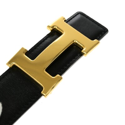 HERMES H Logo Constance Reversible Buckle Belt Leather #68  display picture 3