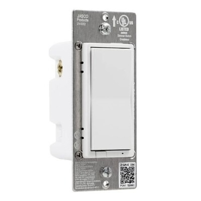 Jasco 56590 Z-Wave In-wall No Neutral Smart Dimmer White &Light Almond,New
