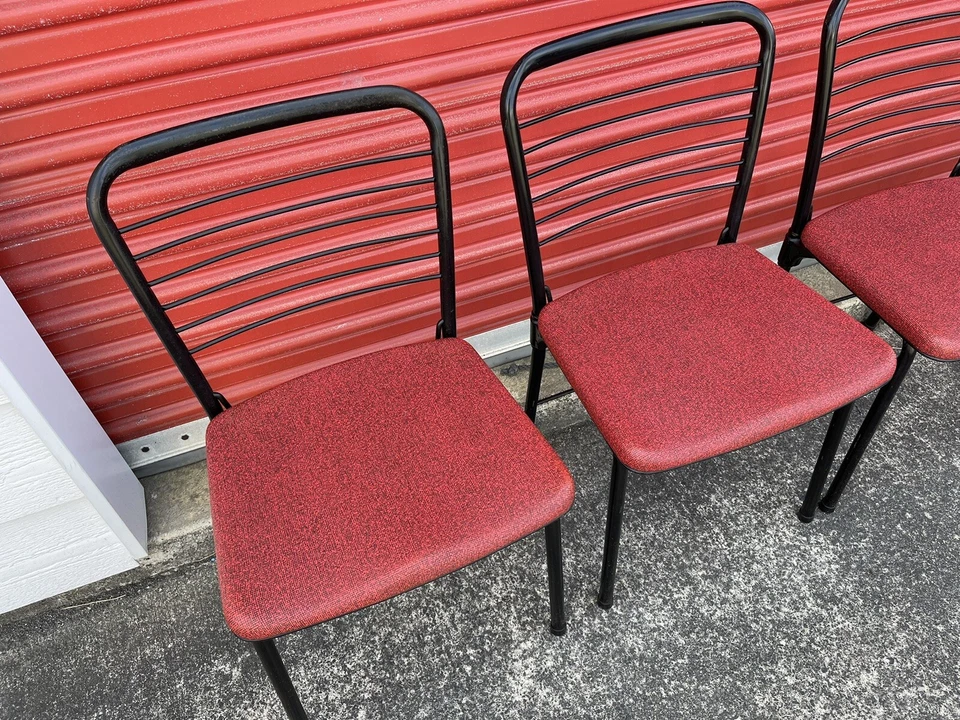 Винтажный MCM середины века современный набор из 4 Cosco складной стул складной красный 1955 - Изображение 3 из 4
