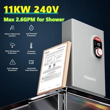Tankless Water Heater Electric 11KW 240V Whole House Instant Hot Boiler Shower