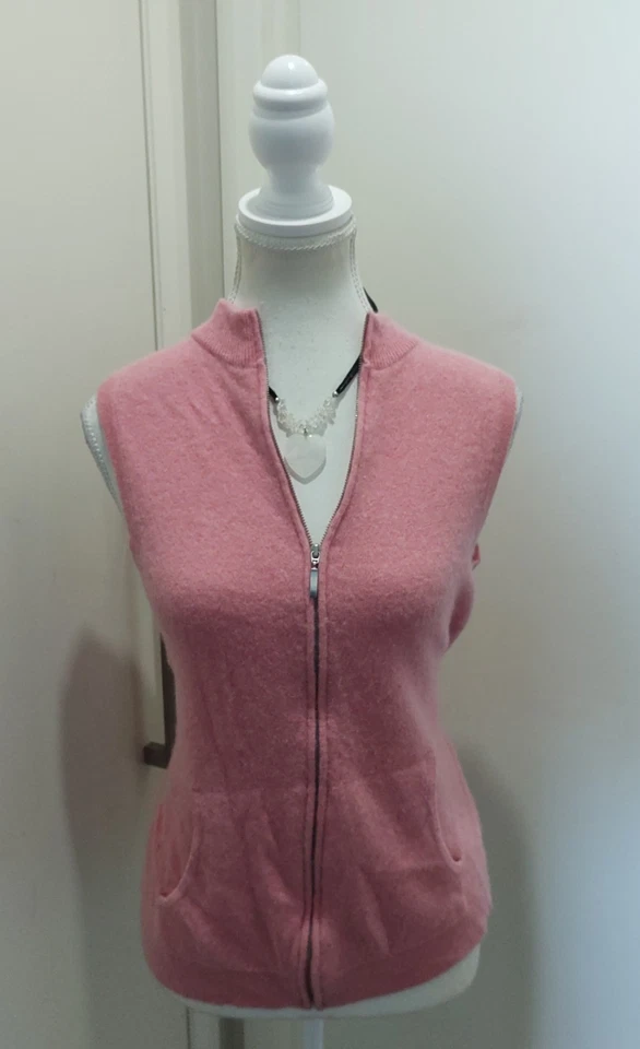 Pink 100% Lambs Wool Zip Up Vest. Size L. By Capture. Cozy. - image 2 of 4