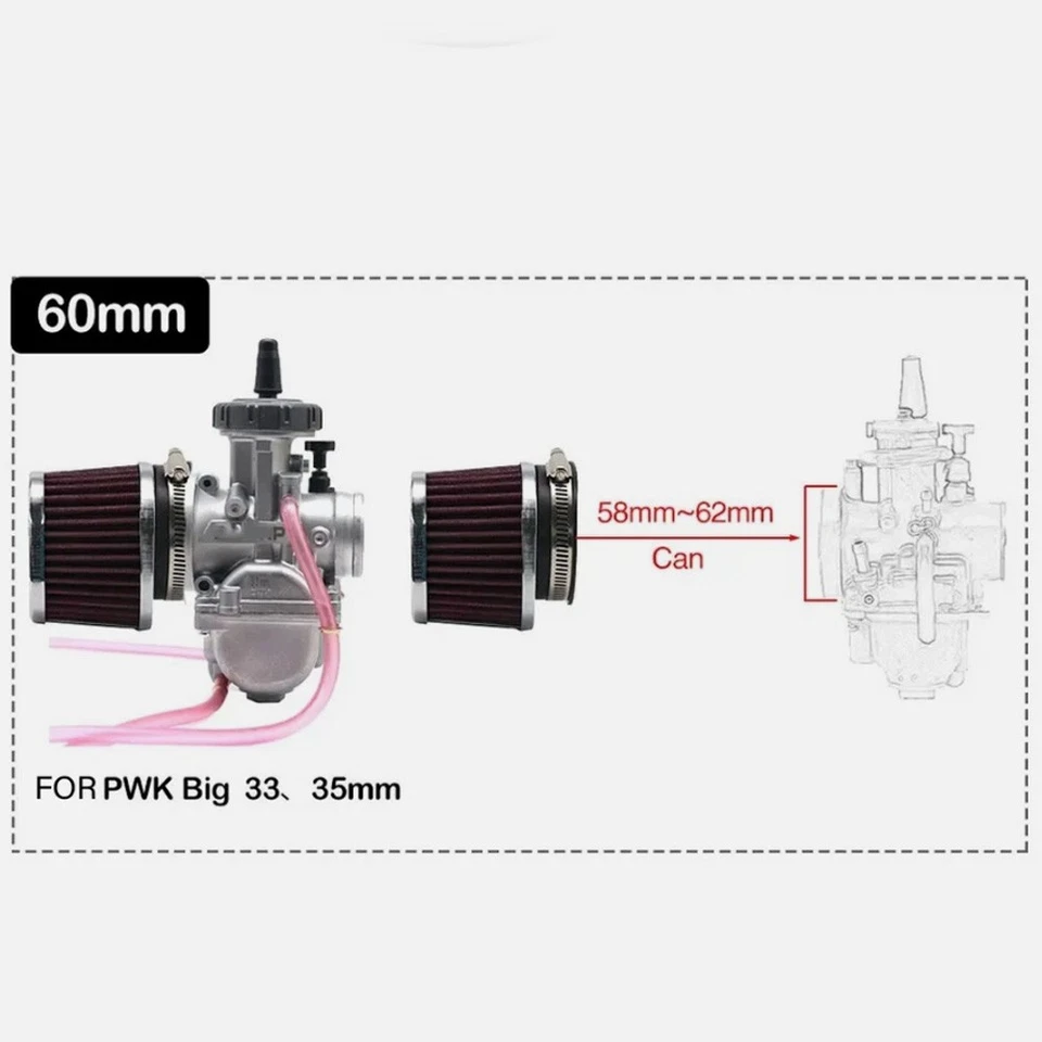 4 X Limpiador de cápsulas de aire para motocross scooter 60 mm filtro de aire de alto flujo para motocicleta Foto 3 de 4