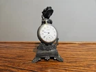 Antique Victorian Bronze Pocket Watch Holder with Waltham Pocket Watch