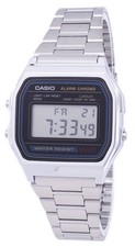 Casio Digital Stainless Steel Daily Alarm Silver Dial A158WA-1DF Men's Watch
