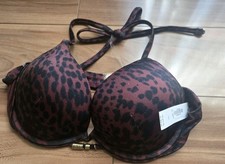 NWT Victorias Secret Bombshell Add 2 Cups Push Up Swim Bikini Top 34B Leopard