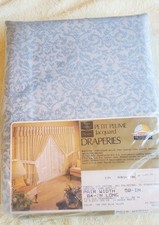 VTG Sears Jacquard Drapes Light Blue Pair Set...