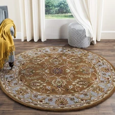Heritage Collection 6' Round Brown / Blue HG812A Handmade Traditional Orienta...