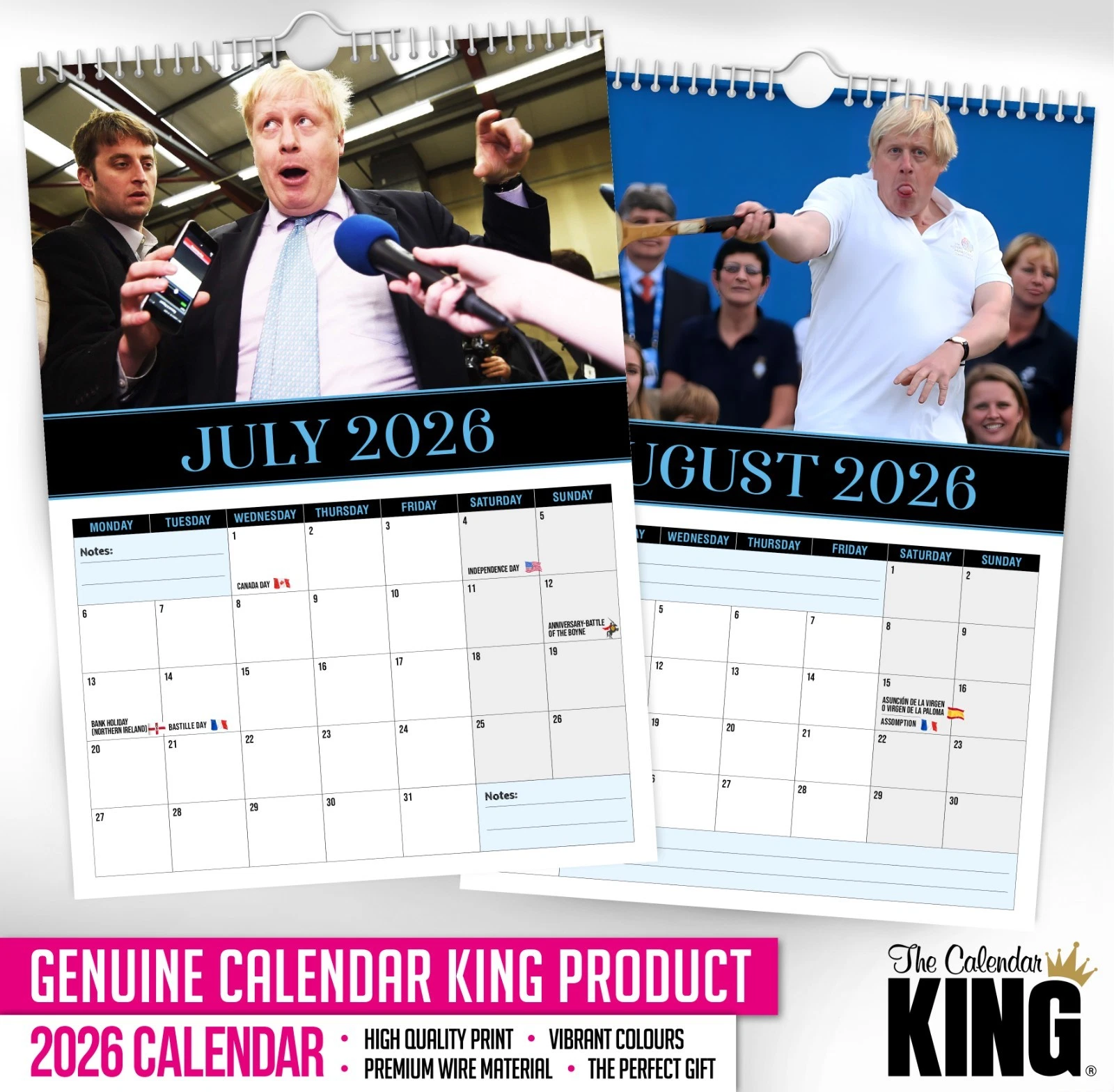 Boris Johnson – 2026 Wall Calendar - Funny - Quirky - Christmas - Birthday