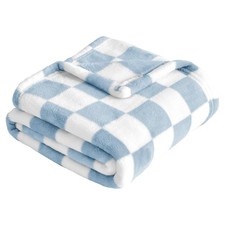 Yurhap Checkered Baby Blanket Fleece Blankets for Boys, 30"x40", Blue