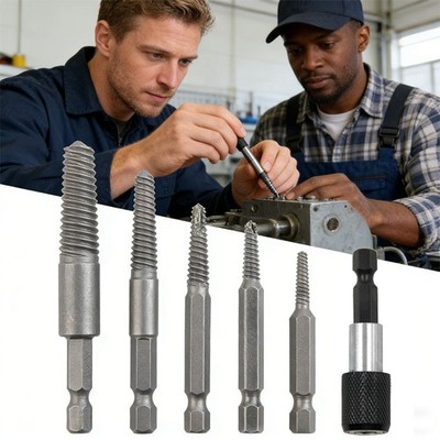 6x/Set Stud Screw Extractor Remover Tool 1/4Inch Hex Shank Damaged Bolt Easy Out