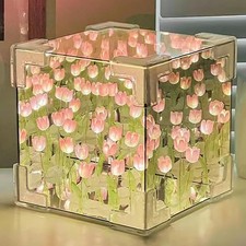 DIY Tulip Cube Mirror Lamp, Handmade Tulip Ni...