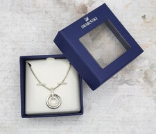 SWAROVSKI DOUBLE CIRCLE CRYSTAL INFINITY PENDANT NECKLACE IN BOX