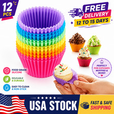12 Silicone Cake  Muffin Cupcake Liners  Reusable Baking Cups  Chocolate Molds