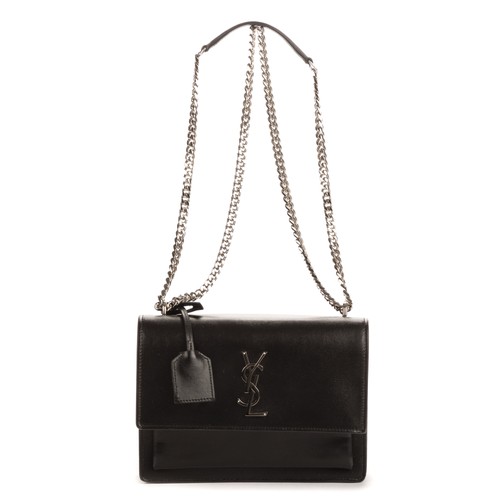 Yves Saint Laurent Black Sunset Medium Handbag Calfskin Leather