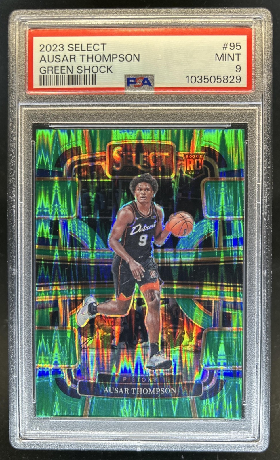 2023-24 Panini Select Ausar Thompson RC Green Shock Prizm Concourse #95 PSA 9