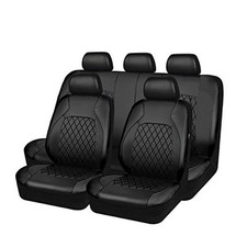 Universal Deluxe Pu Luxury Vinyl Faux Leather Car Seat Full Set Black and Black