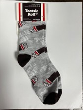 1 Pair Of Tootsie Roll Kids Socks Size 9-3.5 grey with tootsie roll