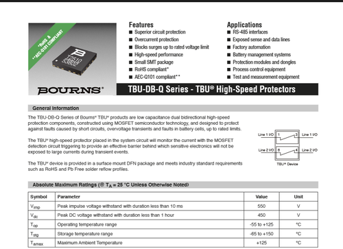 QTY (2000) TBU-DB055-100-WH-Q BOURNS 6-DFN 550V BI-DIRECTIONAL SURGE PROTECTION - Afbeelding 4 van 9