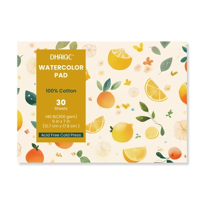 Watercolor Paper Pad, 30 Sheets, 5x7 , 100% Cotton Paper, Glue Bound, 140LB/3...