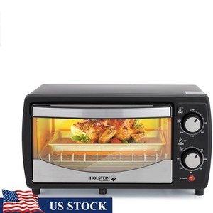 Compact Toaster Oven W/ 60 Minute Timer Adjustable Thermostat Bake Broil Toast