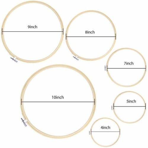 Embroidery Hoops Set of 6 Wooden Circles for Stitching Projects 4 10 Inch - Picture 9 of 13