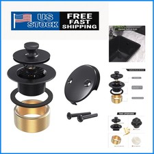 Durable Matte Black Lift  Turn Bathtub Drain Kit - Easy Installation Guaranteed