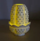 Fenton Fairy Lamp Milk Glass Hobnail VTG 2 pc White Candle Holder 4.75" Light