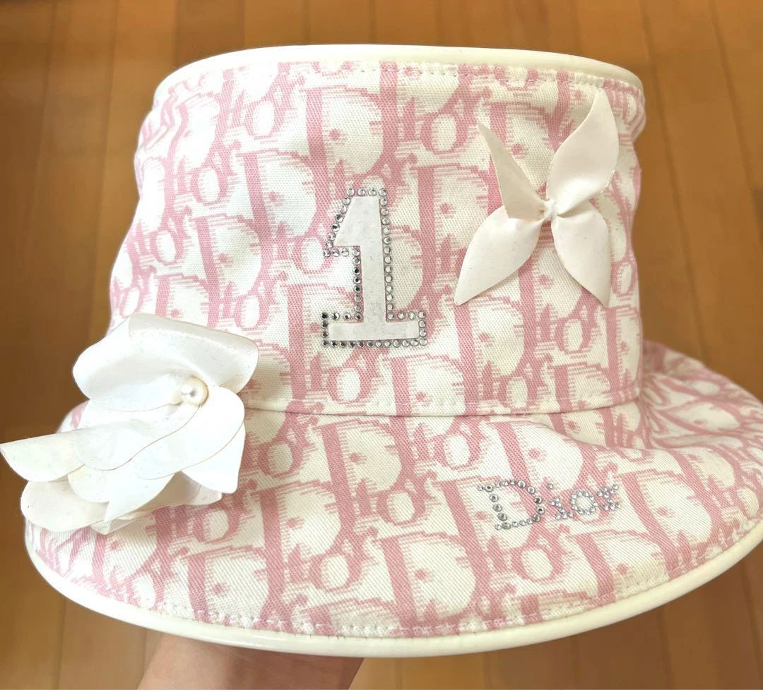 Chapeau seau monogramme trotteur oblique Christian Dior #58 strass rose femme