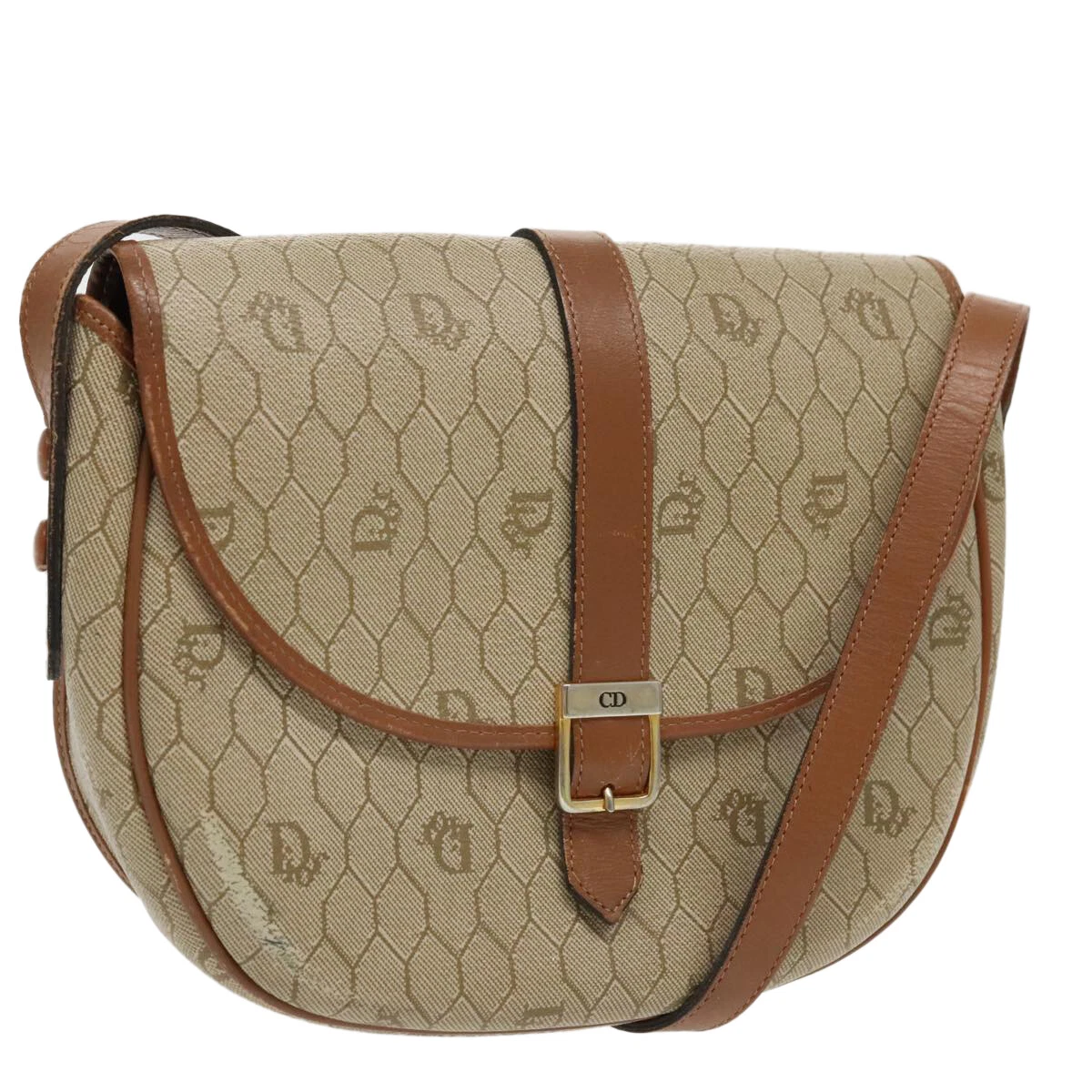 Sac bandoulière Christian Dior PVC cuir beige authentique fm3980
