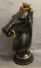 Horse Head Knight Black VTG MCM Large Evans Hitching Post Table Lighter