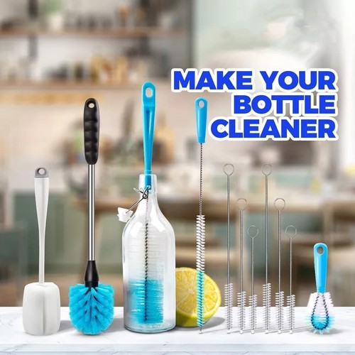 White Bottle Brush Tube Cleaning Set For Washing Narrow Neck Bottles Pipes Sinks - Picture 2 of 6