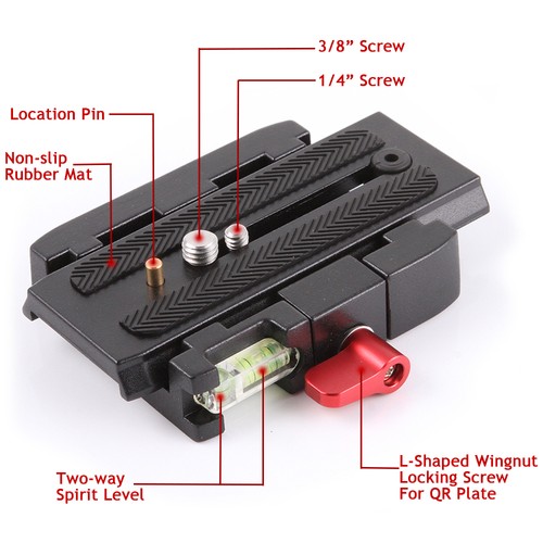 P200 QR Quick Release Clamp Adapter QR Plate Base for Manfrotto 500 500AH 701HDV - Picture 3 of 6