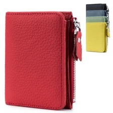 Women Real Leather Wallet RFID Blocking Small Compact Credit Card Holder Purse
