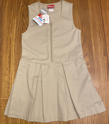 Classroom Uniforms Girls Dress 54442 Khaki Jumper Pleated Zip