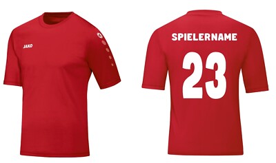 JAKO Trikot Team kurzarm rot inkl Wunschnummer und Name Gr. 152 4233