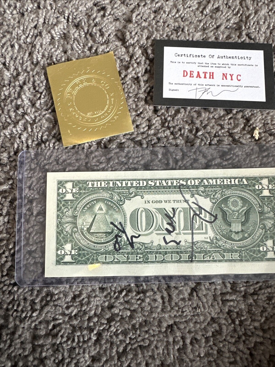 DEATH NYC signed U.S dollar bill USドル札 紙幣 世界限定 となりの